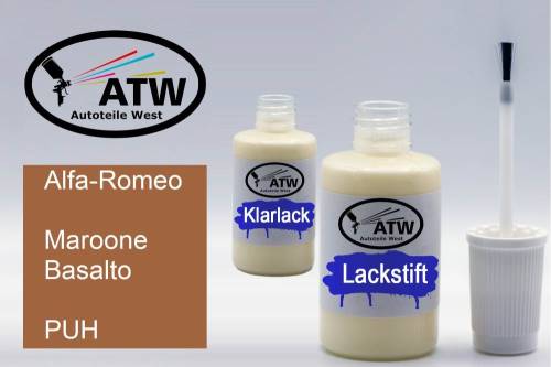 Alfa-Romeo, Maroone Basalto, PUH: 20ml Lackstift + 20ml Klarlack - Set, von ATW Autoteile West.